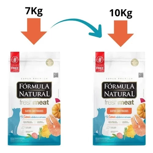 Ração Gatos Fórmula Natural Fresh Meat Salmão Gatos Castrados 10 KG