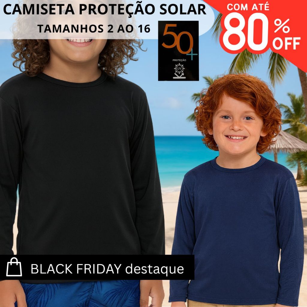 KIT 2 Camiseta Infantil Proteção Solar Manga Longa Roupa Juvenil 3022-C4