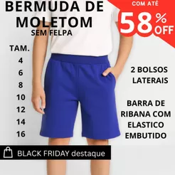 Bermuda Infantil Juvenil moletom Menino 2 Bolsos Lisa 3236-A