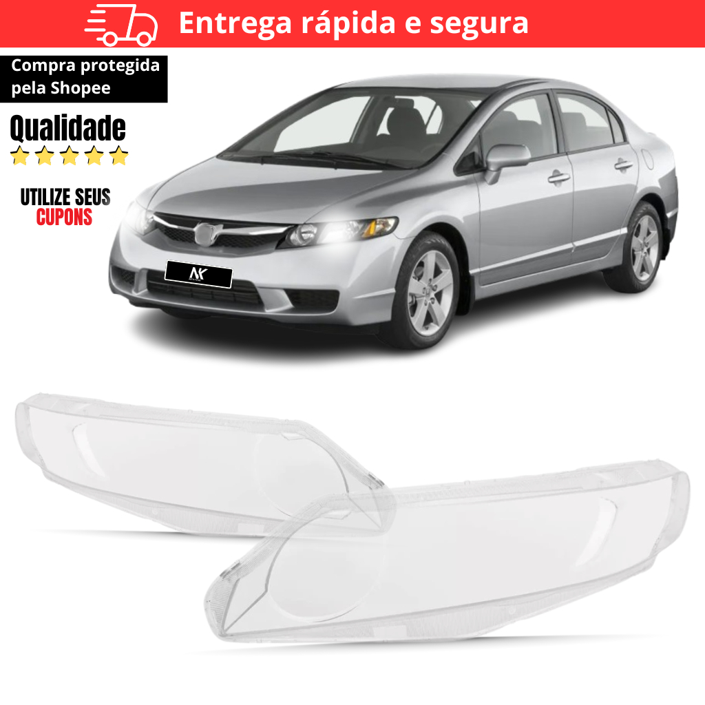 Par/Un Lente Farol Civic 2006 2007 2008 2009 2010 2011 Modelo Nacional em Oferta na Shopee