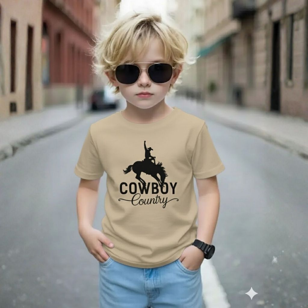 Camiseta Infantil Country Unissex Rodeio Cowboy Raiz Peão Bravo Camisa Em Algodão
