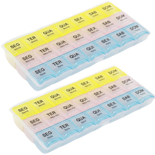 Kit 2 Porta Comprimidos Semanal 3x ao Dia | Organizador Diário de Remédios Compacto Viagem e Idosos em Oferta na Shopee