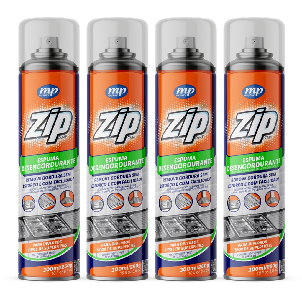 Imagem Kit Espuma Desengordurante ZIP 300ml Cozinha – Panela, Fogão, Coifa e Inox | Limpeza Pesada