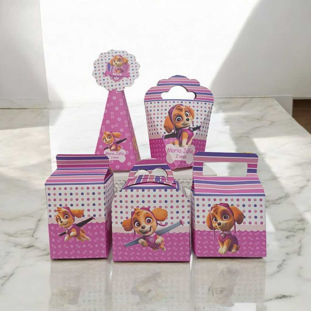 Kit Caixinhas Personalizadas Skye/Skay Patrulha Canina Festa Aniversário Lembrancinhas