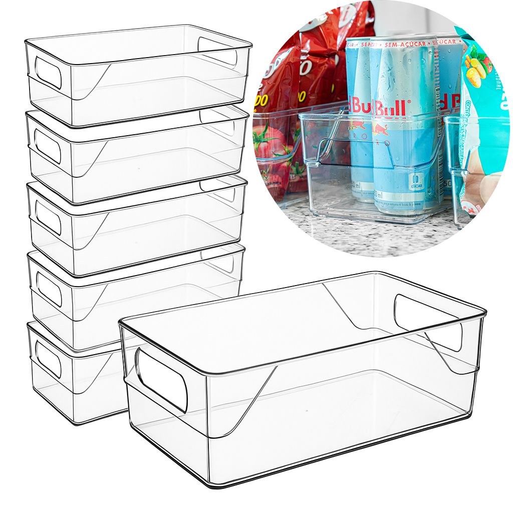 6 Organizadores de Acrílico com Alça, Multiuso, Cozinha, Despensa, Geladeira, Gavetas Transparente em Oferta na Shopee