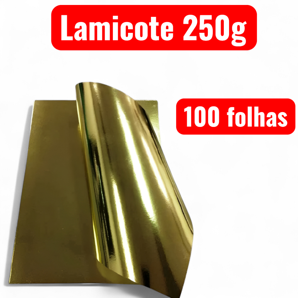Papel Laminado Lamicote A4 Lamicote 250g Dourado  Artesanato Escolar Masterprint