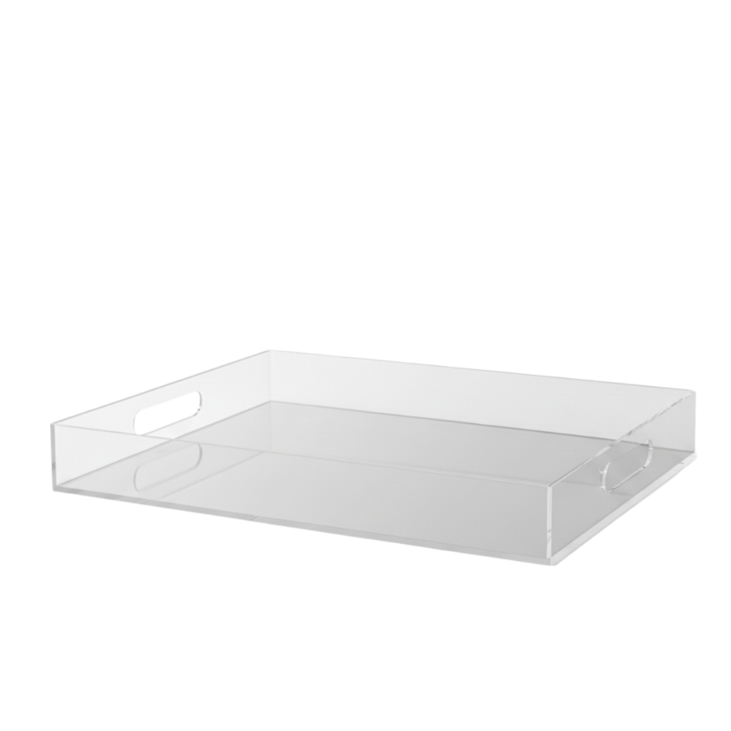 Bandeja Lisa Acrílico Transparente Premium Retangular Multiuso Maquiagem Banheiro Decoração Enfeite