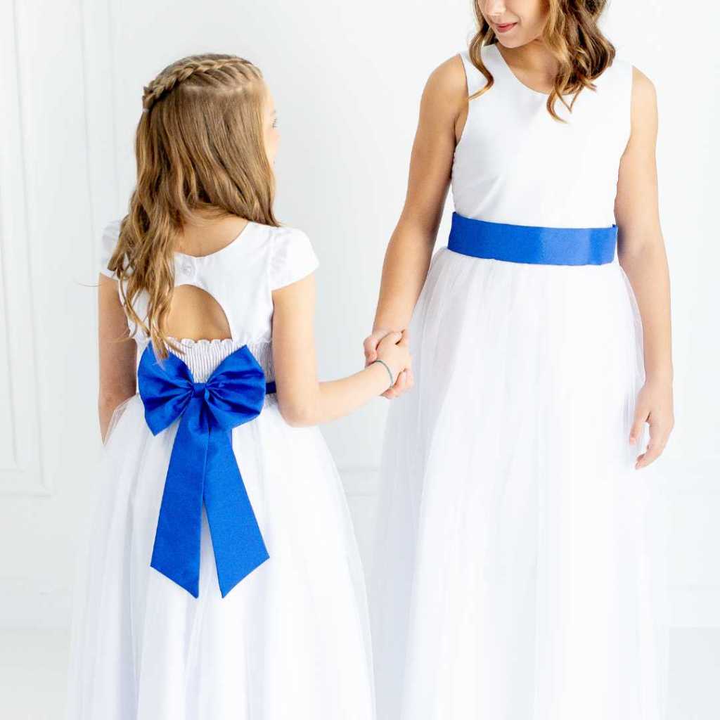 Faixa e Laço Dama de Honra Azul  Royal  Acessório para vestido de festa infantil casamento REF4196 em Oferta na Shopee