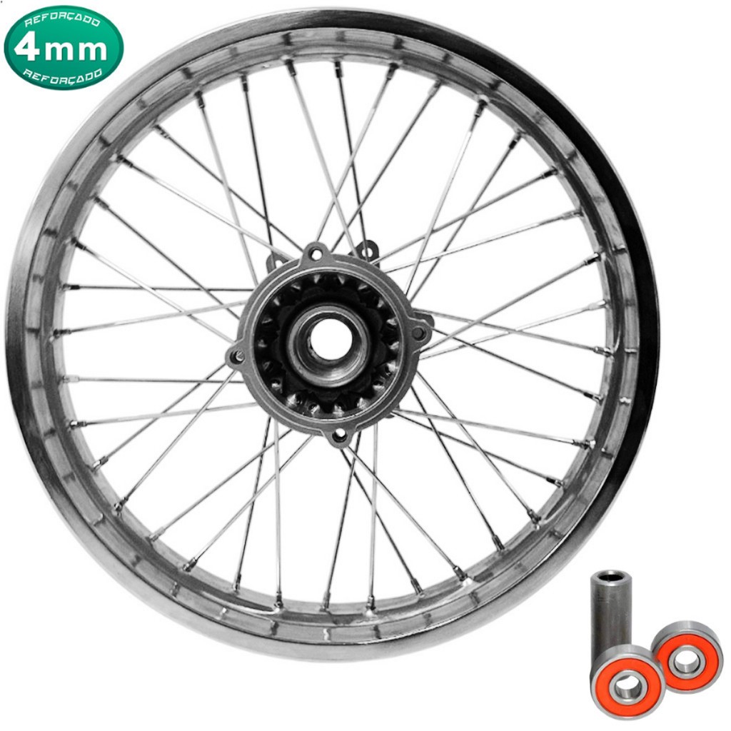 Roda Traseira 4mm Honda Bros 160 Esdd Com Rolamentos/Espaçador Disco
