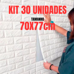 Kit 30 Placas Adesivas Tijolinho 77x70cm Auto colante Decoração
