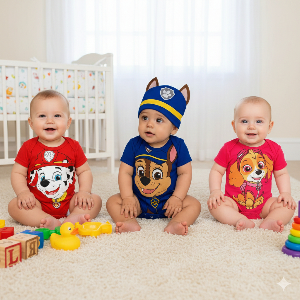 Body Bebê Temático Mêsversario Da Patrulha Canina - Manga Curta 100% Algodão em Oferta na Shopee