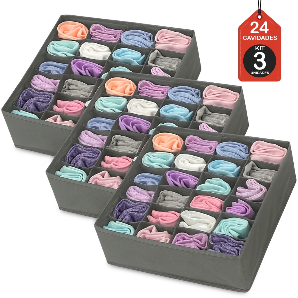 Kit 3 Organizadores de Gaveta Colmeia de Roupas TNT Ecológico Anti-Poeira Umidade Multiuso...