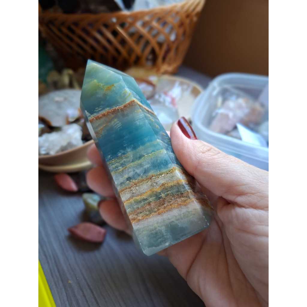 PONTA DE ONIX AZUL - ÔNIX CIELO - 251 gr - Comunicação, Expressão, Autoconfiança