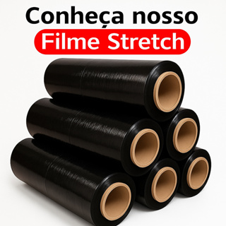 Kit 4 Bobinas Filme Stretch Preto 50 cm x 400 metros por bobina - Embalar Correio Paletização em Oferta na Shopee