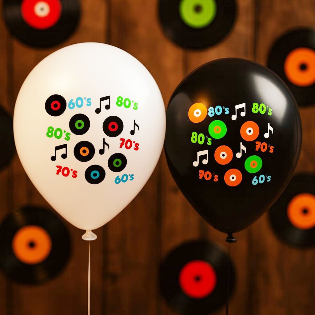 Bexiga Estampada Festa Retro Anos 60/70/80 Sortidas - 11 Polegadas - Pacote
