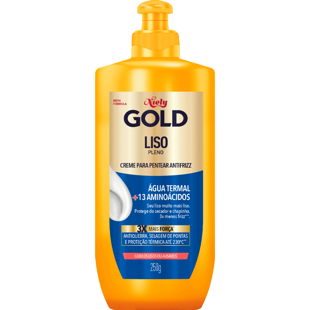 Creme Para Pentear Niely Gold Liso Pleno Com 250g em Oferta na Shopee