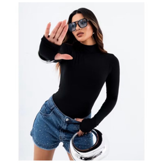 Body manga longa e gola alta com dedeira ( LIZ ) em Oferta na Shopee