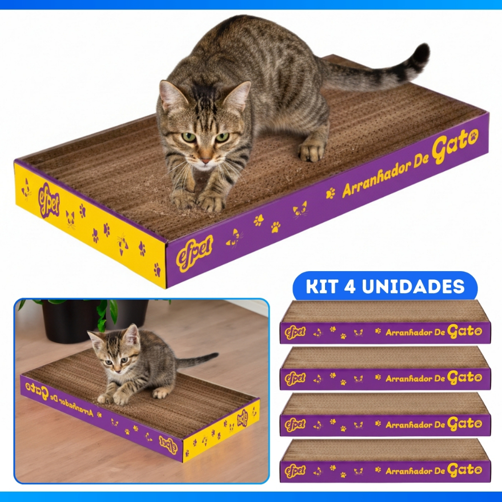 Kit 1/2/4 Brinquedo Arranhador Papelão Para Gato Interativo Anti-Stress ou Refil - SUPER PROMOÇÃO em Oferta na Shopee