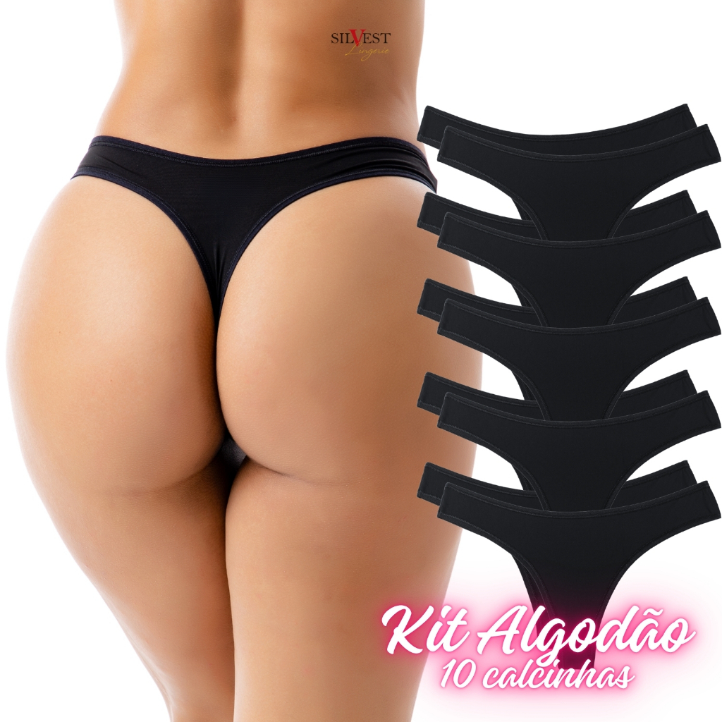 Kit 10 Calcinhas em Algodão Adulto em Oferta na Shopee