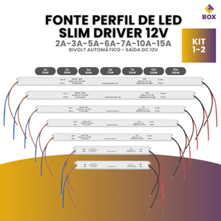 Unitário e Kit 2 Fonte Driver Para Perfil Slim Fita De Led 12v Bivolt em Oferta na Shopee