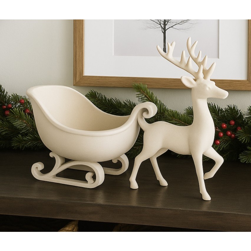 Tigela Multiuso Natalina com Rena e Trenó – Decoração e Utilidade em 3D