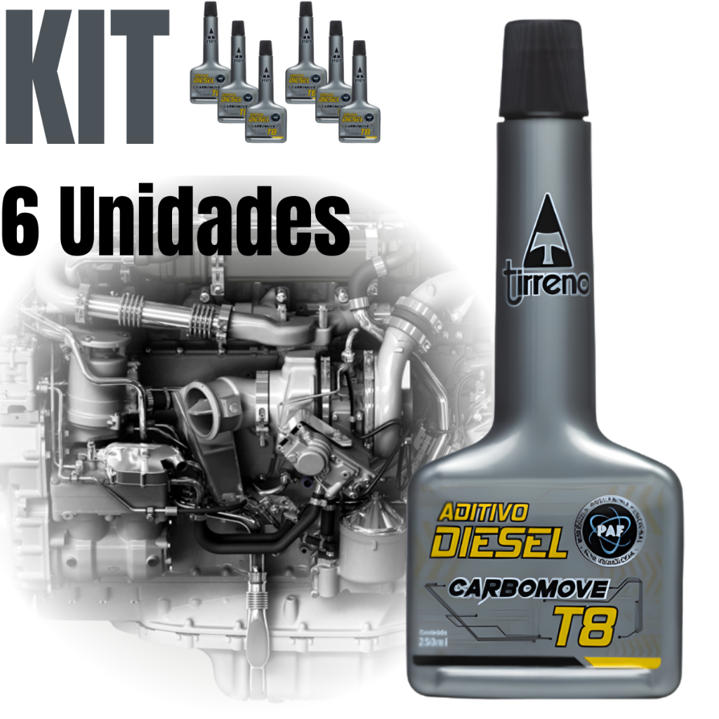 Kit 6 Aditivo Combustível Diesel Tirreno Carbomove T8 250ml