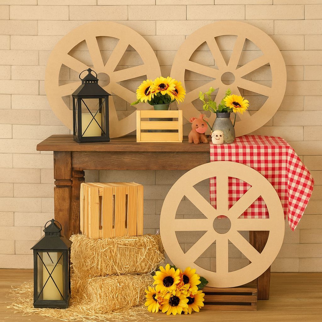 Roda Carroça Em MDF Decoração Festa Fazendinha,Festa Junina e Country - Unidade em Oferta na Shopee