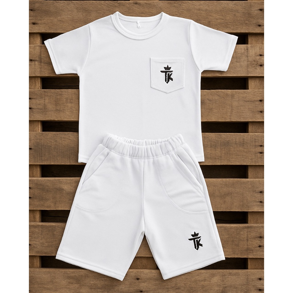 Conjunto Infantil Estiloso Menino Verão 2026 Branco Camiseta com Short Infanto Juvenil Top em Oferta na Shopee