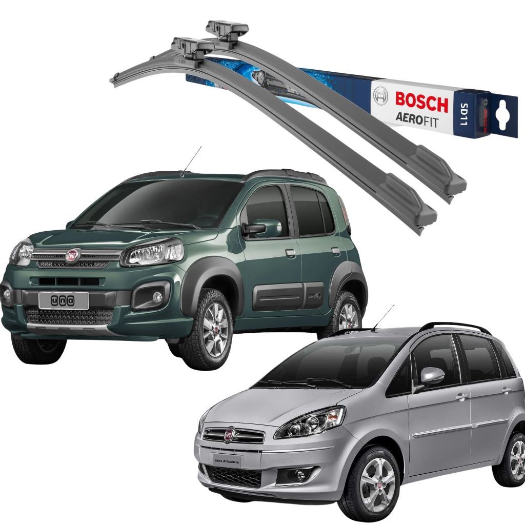 PAR PALHETAS LIMPADOR PARA-BRISA ORIGINAL BOSCH AEROFIT 15/24" POL FIAT UNO IDEA ADVENTURE