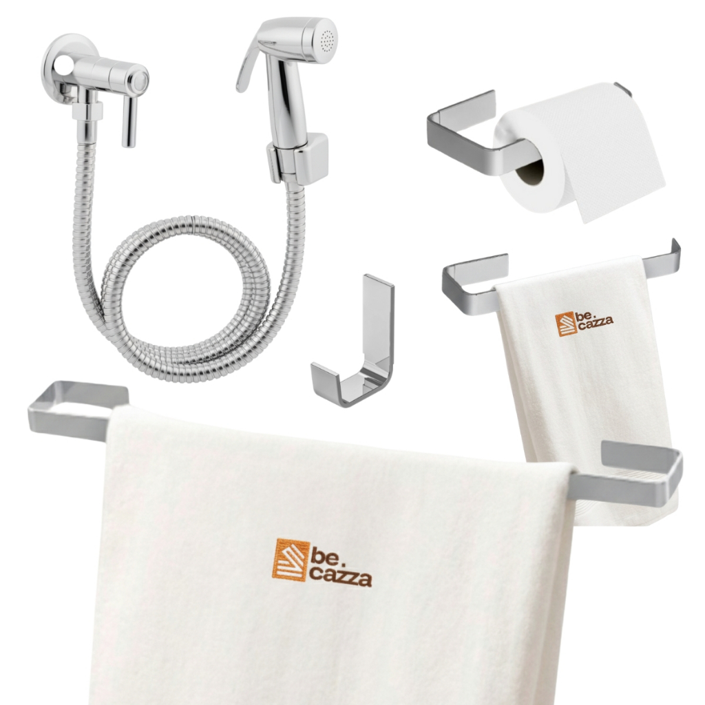 Kit Acessórios Banheiro Cromado Ducha Higiênica Pop ABS Cromada Lavatório Pia Lavabo Box Completo