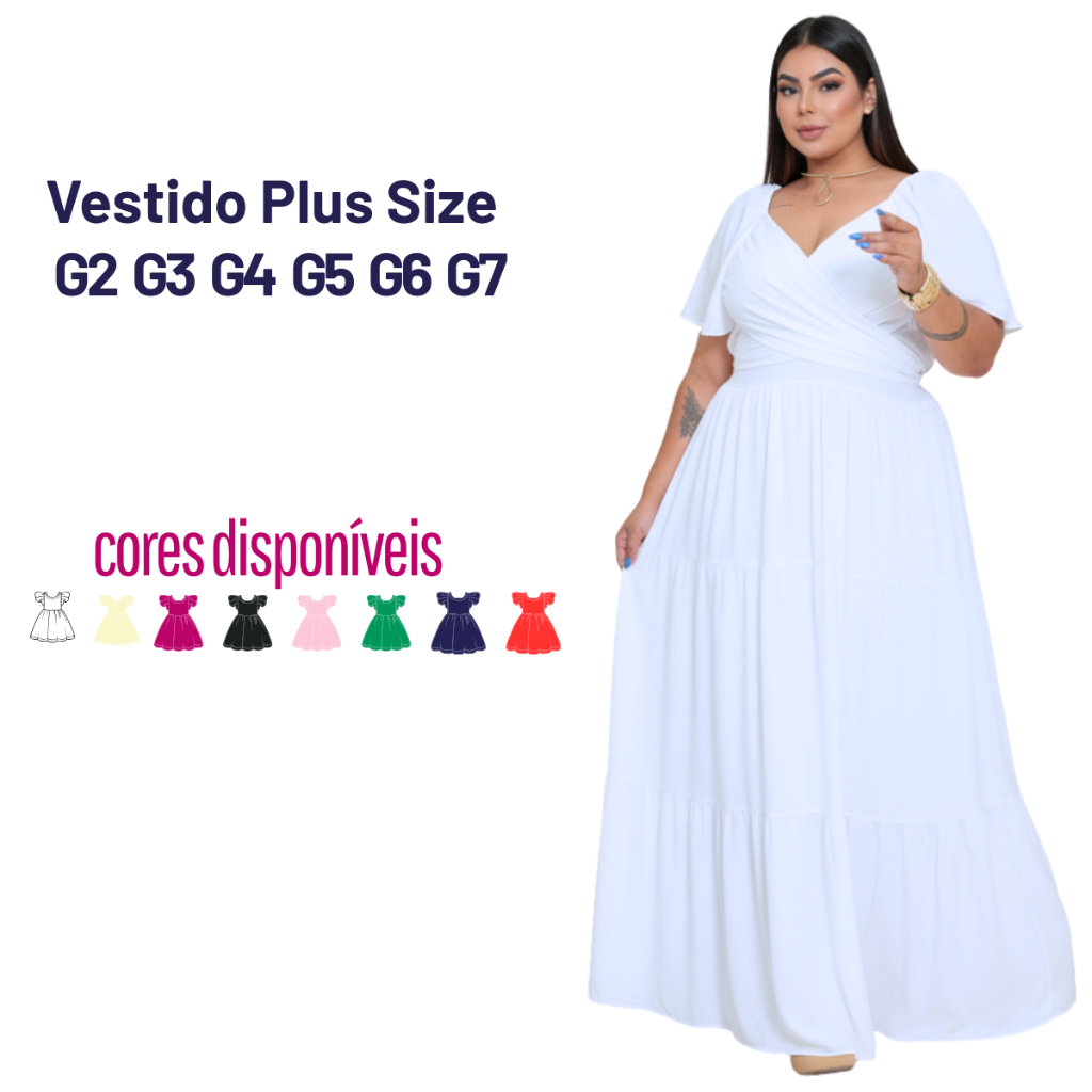 Vestido Longo Plus Size Grande Elegante confortável Lastéx Formatura Evangélico Casamento Festa em Oferta na Shopee