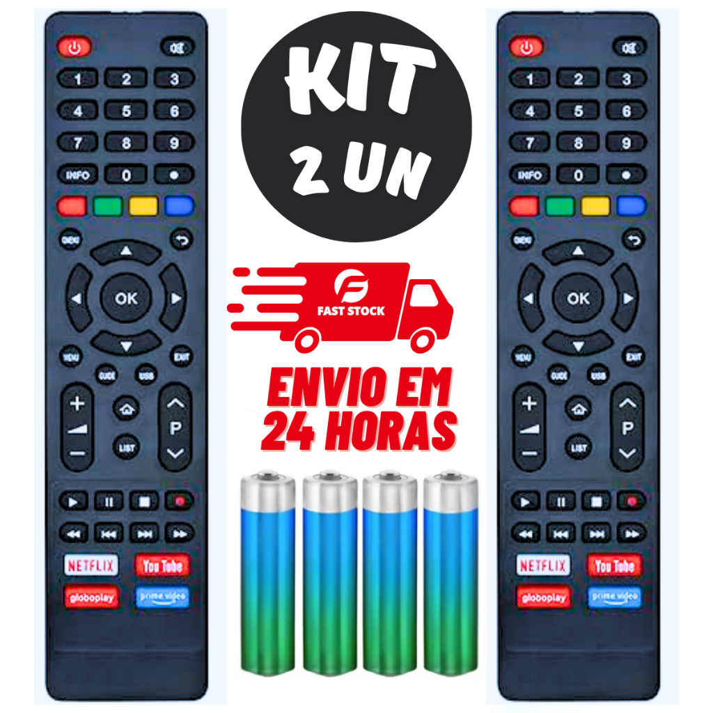 Controle Remoto Universal Tv Philco Smart Teclas Netflix e Youtube PTV32 40 43 50 55 60 Polegadas