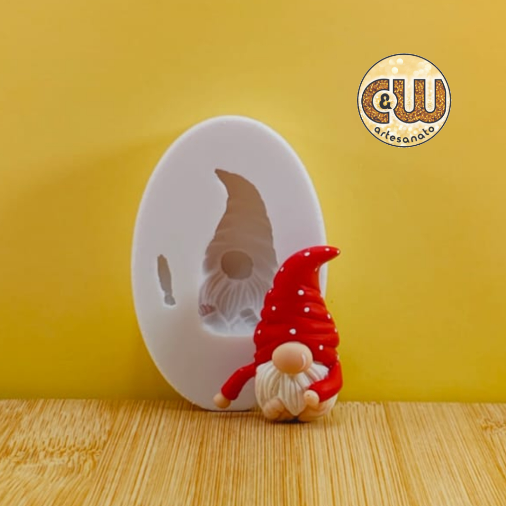 Molde de Silicone Duende de Natal Gnomo - Decoração, Confeitaria e Artesanato