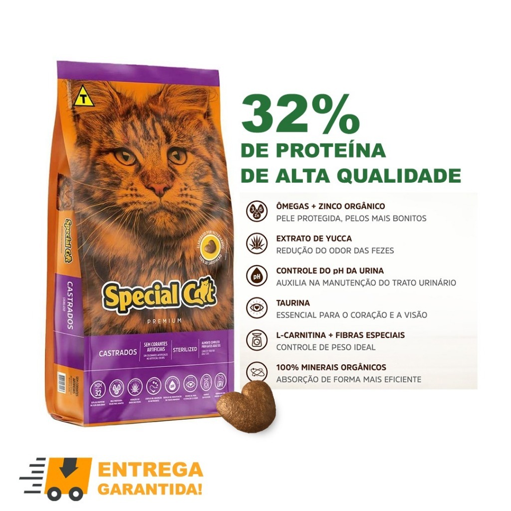 Ração Special Cat Premium Gatos Adultos Castrados 10.1Kg-Envio Rápido