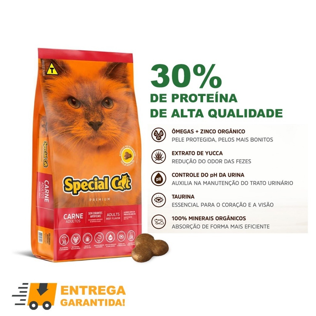 Ração Special Cat Gatos Adultos Premium Sabor Carne 10.1kg-Envio Rápido em Oferta na Shopee