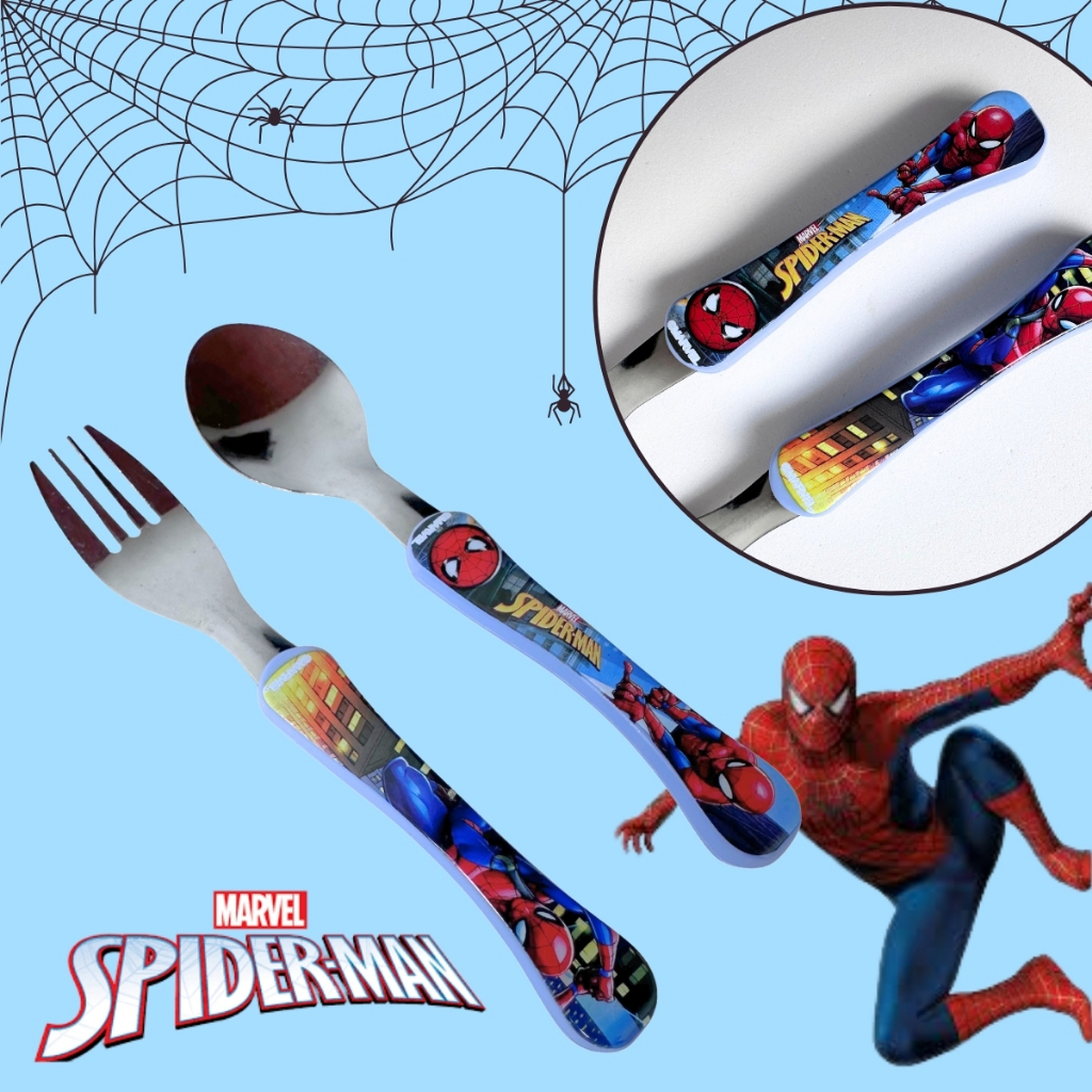 Conjunto de Talheres Infantil Marvel Spider-Man – Garfo e Colher 15 cm em Oferta na Shopee