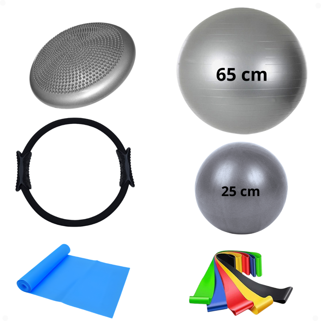 Bola Pilates Anel Ring Disco Equilibrio Faixa Elastica Mini Band Ginástica Suíça Fisioterapia Treino