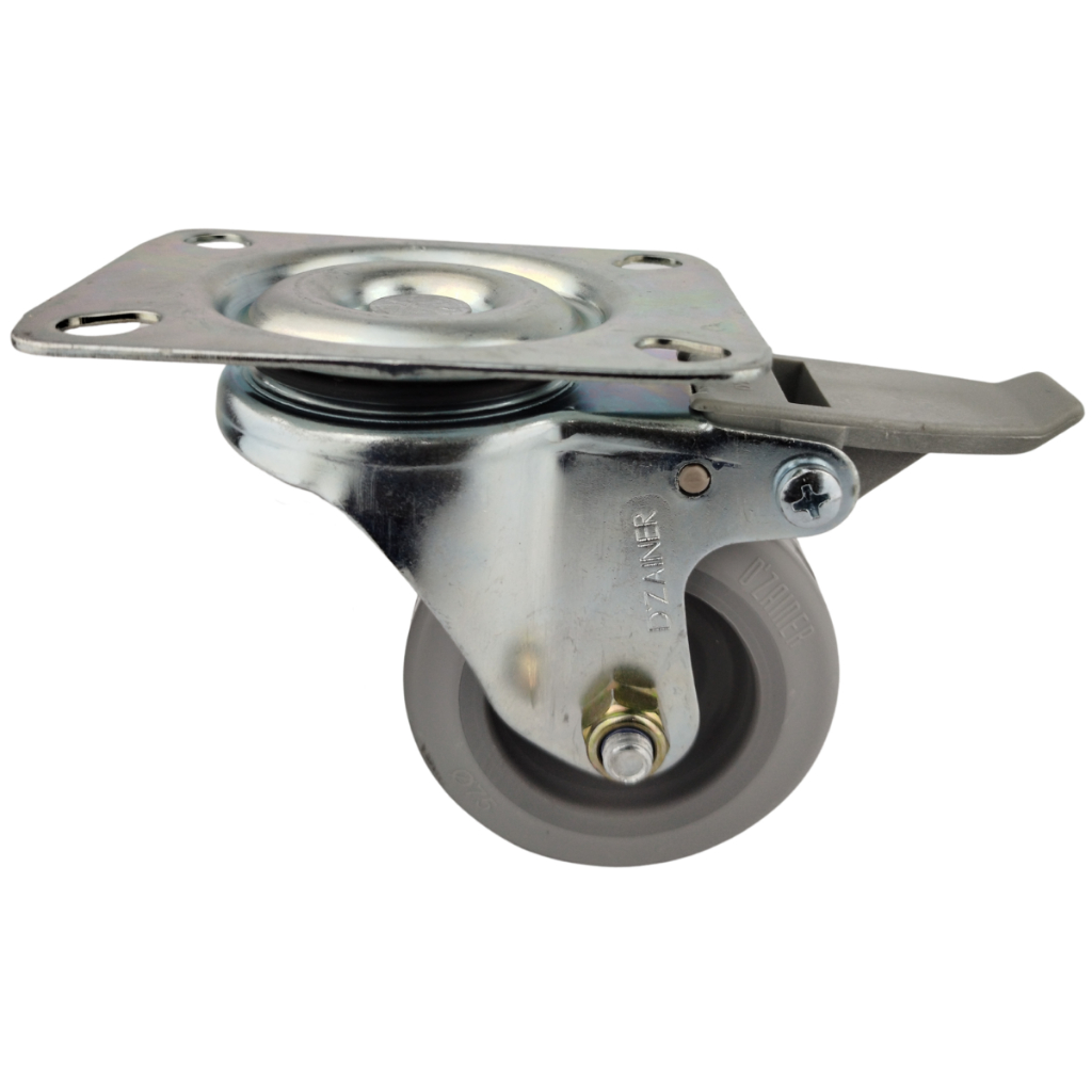 Rodizio Giratório 75mm Reforçado Com Trava - Chapa Para Fixação- 150kg Industrial/ Residencial
