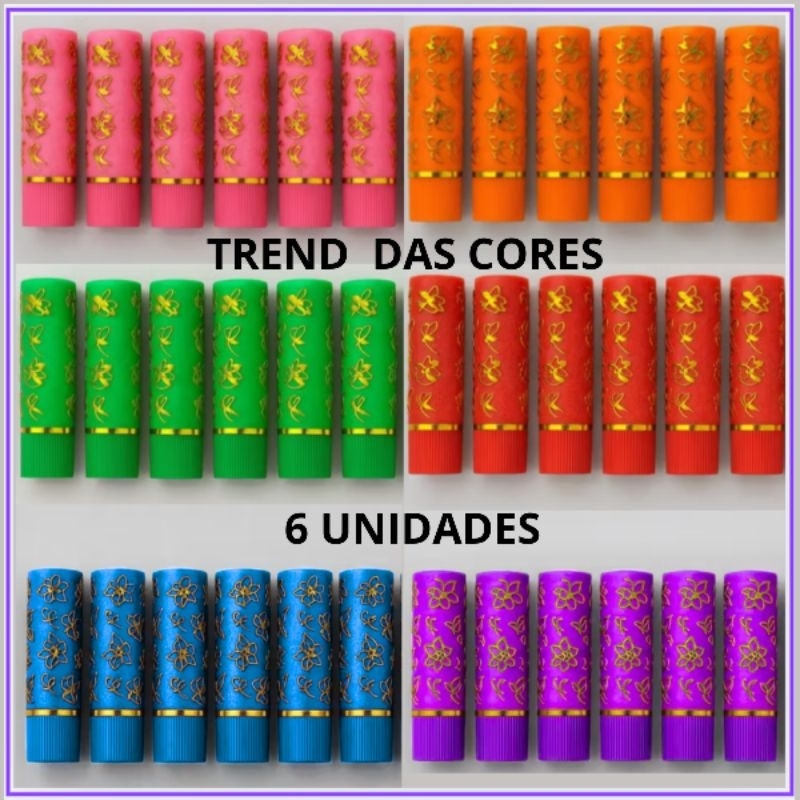 Kit 6 Unidades Escolha a Cor - Batom Mágico Da Vovó 24 Horas - Trend Sacolinha Das Cores