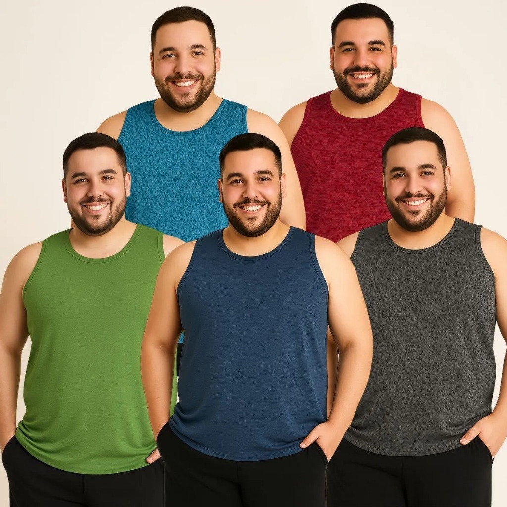 Kit Regatas Masculina Plus Size Básica Dry Fit Esportiva Academia Treino Casual Confortavel Verão
