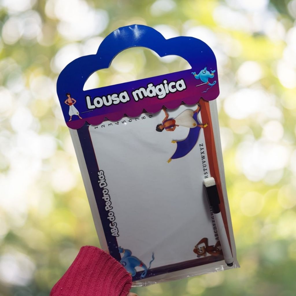 Lousa Mágica 3 em 1 Aladdin - Lousa mágica Aladin - Lembrancinha Aladim - Fazemos outros temas