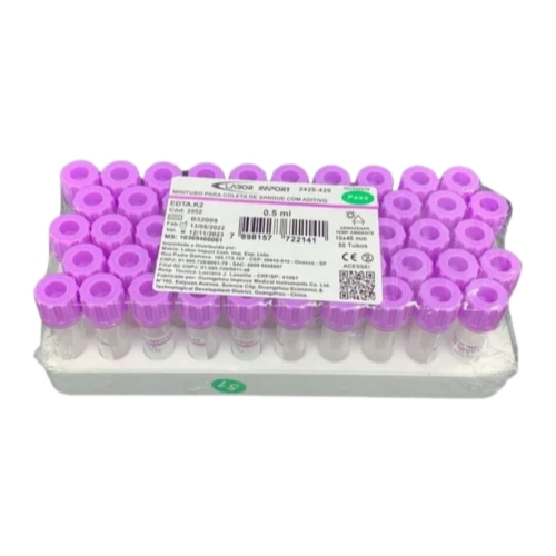 Microtubo Coleta 0,5ml Edta K2 Labor Tampa Roxa- C/50