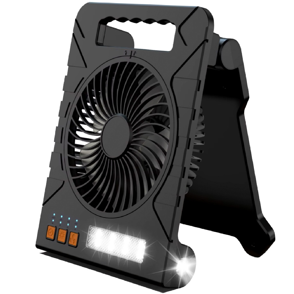 Ventilador Portátil Recarregável Energia Solar Camping Potente Com Led E 4 Velocidades Top