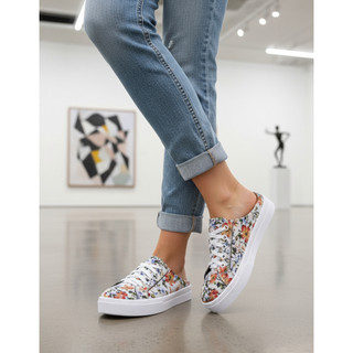 Tênis Mule Feminino Casual Babuche Calçados Detalhe Sola Antiderrapante Calce Fácil