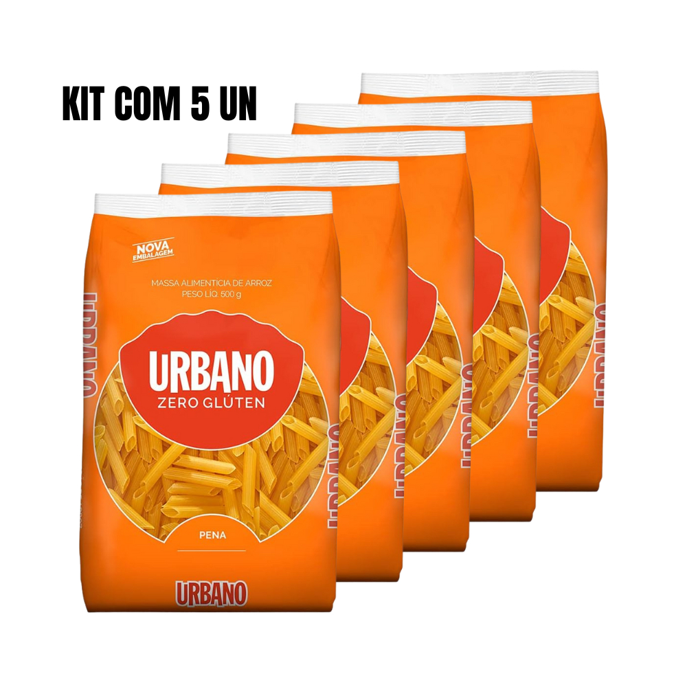 Kit 5x Macarrão de Arroz Pena sem Glúten Urbano 500g em Oferta na Shopee