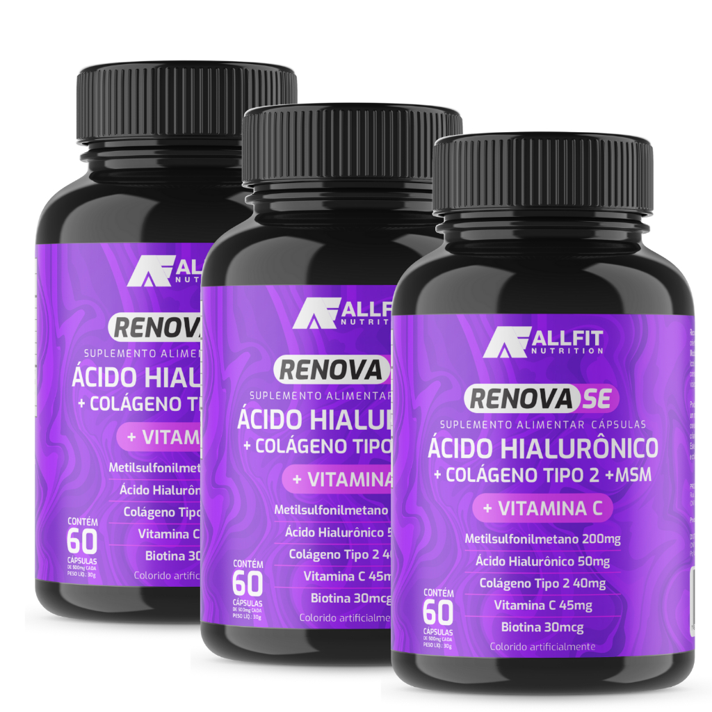 Colágeno Renova em 60 Cápsulas Tipo 2 Articulação com Ácido Hialurônico, Vitamina C, Biotina Allfit