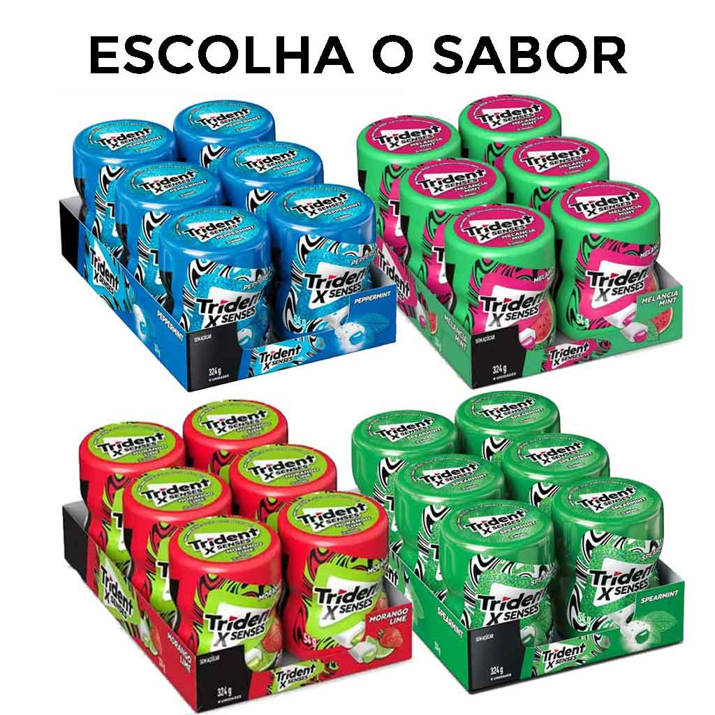 Garrafinha Chiclete Trident Sem Açúcar - Caixa com 6 unid. de 54g