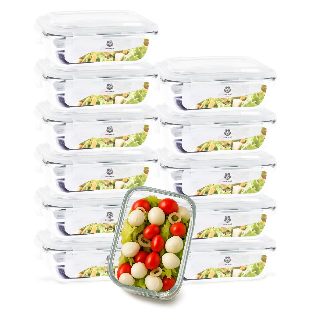 Imagem Kit 6 e 12 Potes de Vidro Hermético 640ml com Vedação | Ideal para Marmita, Freezer e Micro-ondas