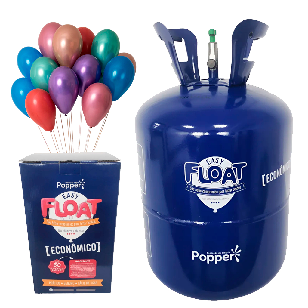 Cilindro de Gás Hélio Easy Float para até 50 balões 9 polegadas flutuar descartável acompanha válvula (ENVIO IMEDIATO).