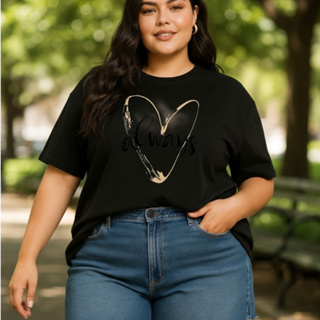 Camiseta feminina Plus Size Estampa Always em Oferta na Shopee